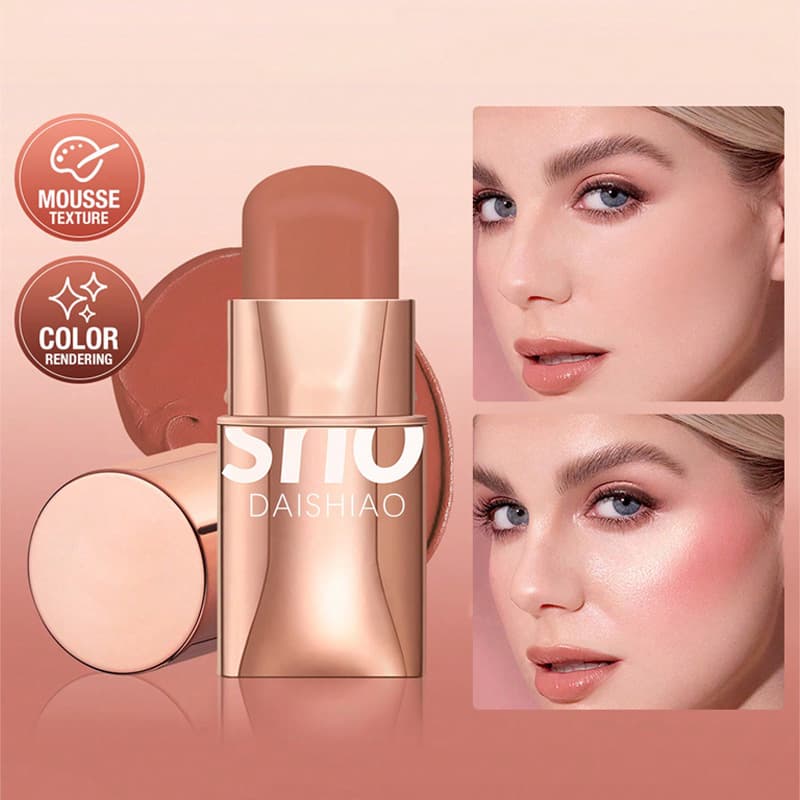 Cross-border wholesale DAISHIAO pearlescent eyeshadow blush stick matte blush lip and cheek dual-use blush cream lipstick lip balm