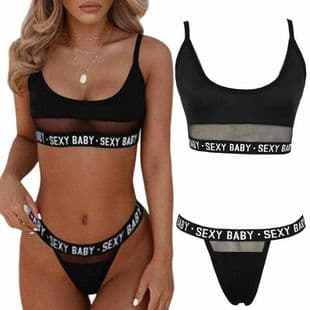Cross-Border European and American Sexy Lingerie Sexy Hollow Letter Three-Point Women's Separate Lingerie