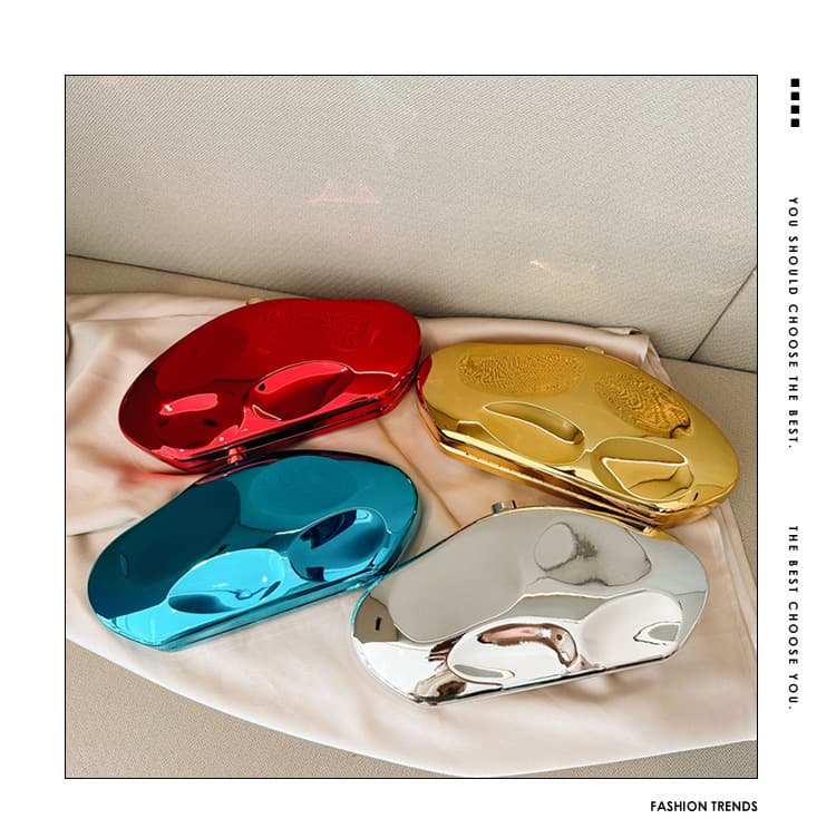 2025 New Cross-Border Fashion Evening Bag Exquisite Women's Small Bag Metal Acrylic Bag Irregular Stone Clutch