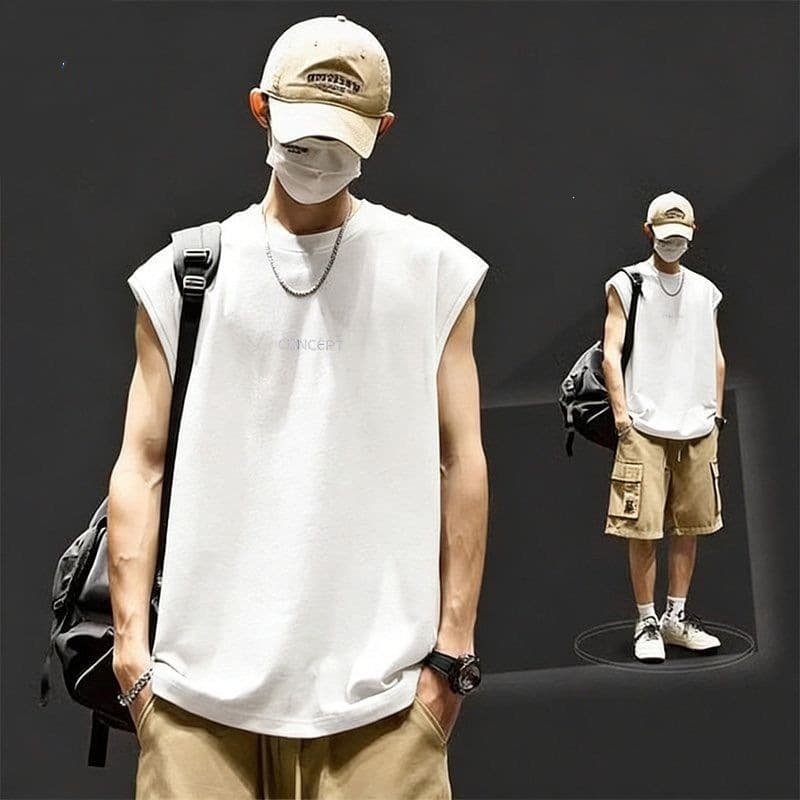 Sleeveless Vest American Style Vest for Men 2026 Summer Trendy Brand Casual Sports Vest Loose Retro Sleeveless T-Shirt 12
