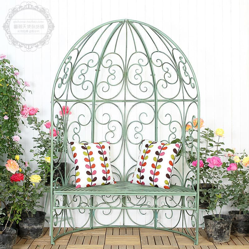 American Country Retro Iron Semi-circle Garden Chair Balcony Garden Courtyard Terrace Leisure Chair Plant Pergola