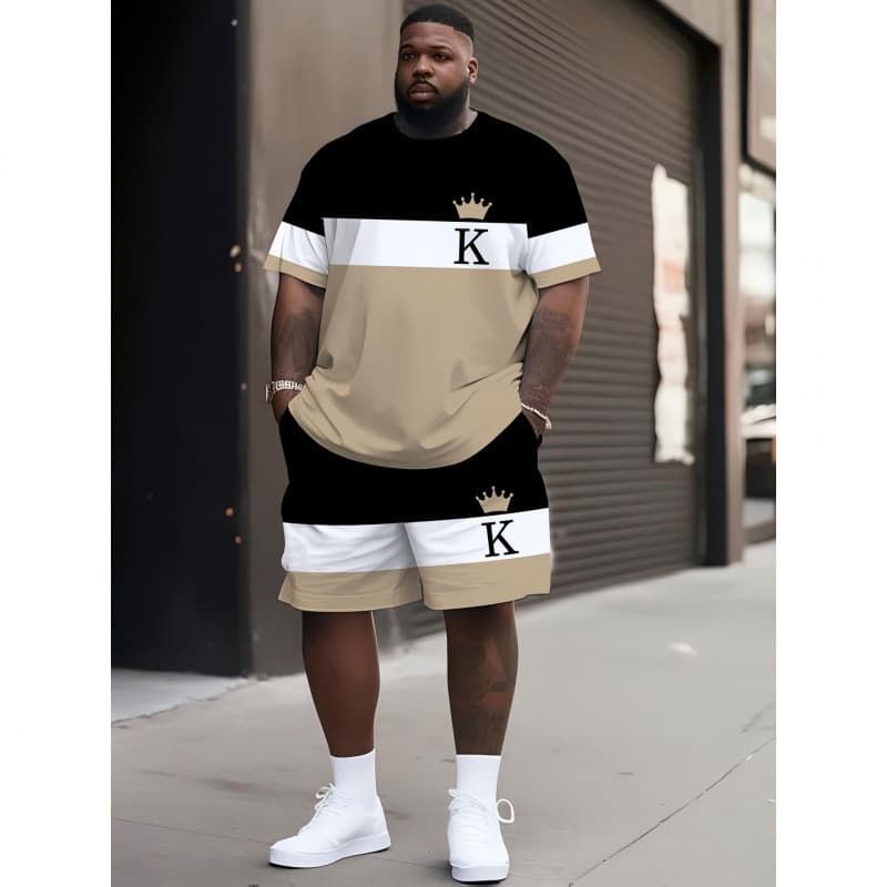 Unisex Short Sleeve Shorts Printed Couple T-Shirt Set Cross-border AliExpress Independent Station European and American New Fashion