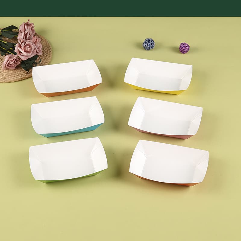Wholesale Simple Paper Boat Box Open Box Kraft Paper Box Snack Box Boat Box Disposable Meal Box Custom Logo Available