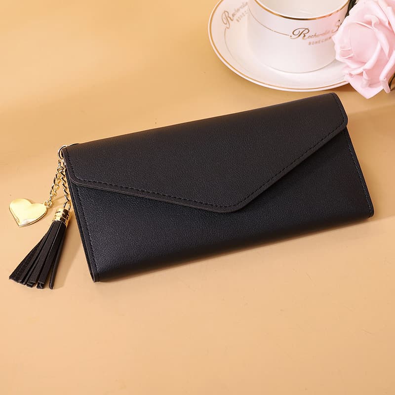 Factory Direct New Women's Long Wallet Multi-Card Slot Lightweight Tri-Fold Clutch Korean Style Minimalist PU Handbag