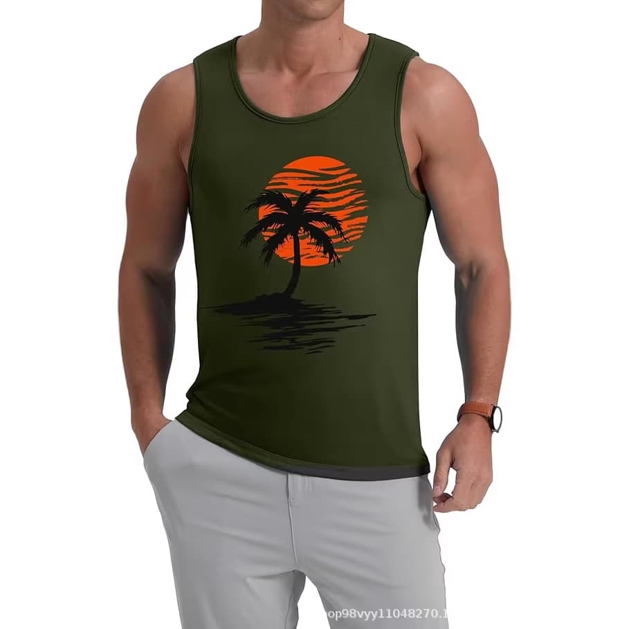 2026 Cross-border AliExpress Men's Hawaiian Vacation 3D Digital Print Loose Casual Vest Factory Stock