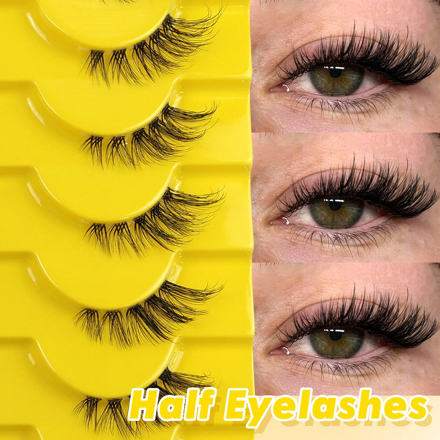 Cross-border Europe and America Strip Lashes 10 Pairs Pack Black Stem Cat Eye Natural Style Elongated Outer Corner New Half Eye False Eyelashes