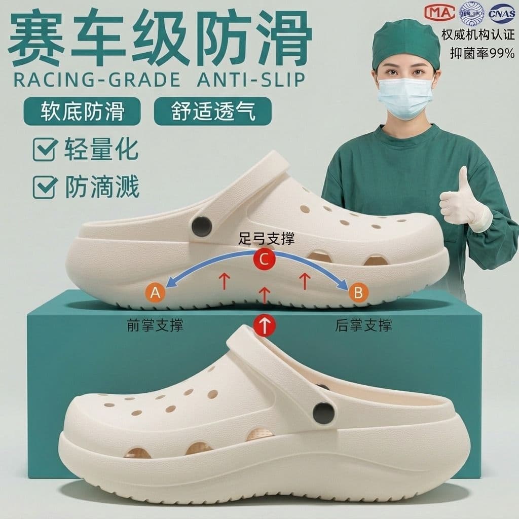 Operating room hole-in-the-wall shoes for women 2026 new anti-slip and deodorant arch support medical special slippers for women to wear outside