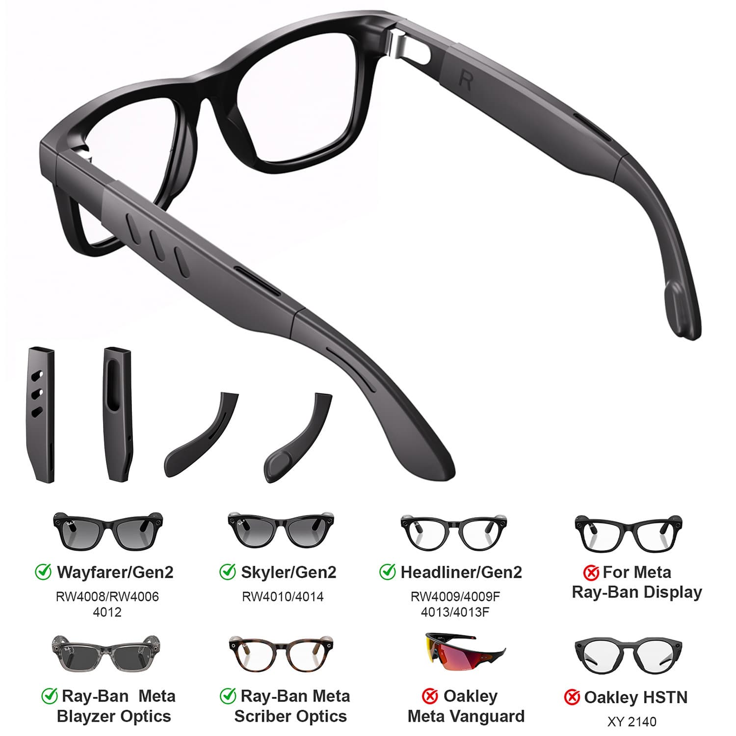 Compatible with Ray-Ban Glasses Case Ray-Ban Meta Scratch-Resistant Glasses Accessory Silicone Glasses Holder Anti-Slip Sleeve