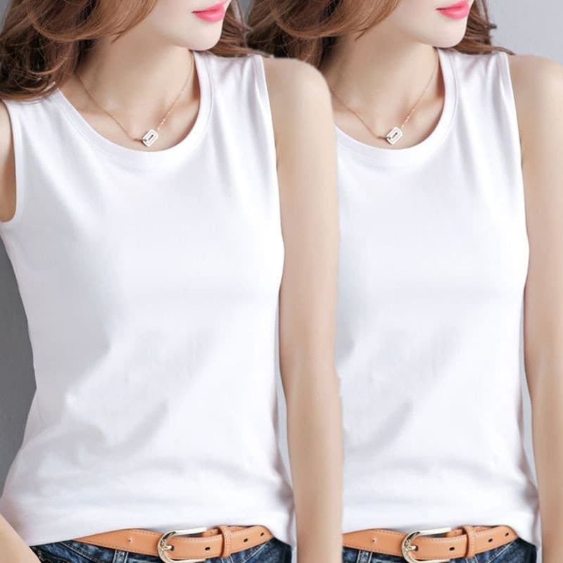 Single/Pack of 2 95% Cotton Sleeveless T-Shirt Women's Summer Slim Fit Base Layer Solid Color Versatile Top Korean Style Wide Shoulder Vest