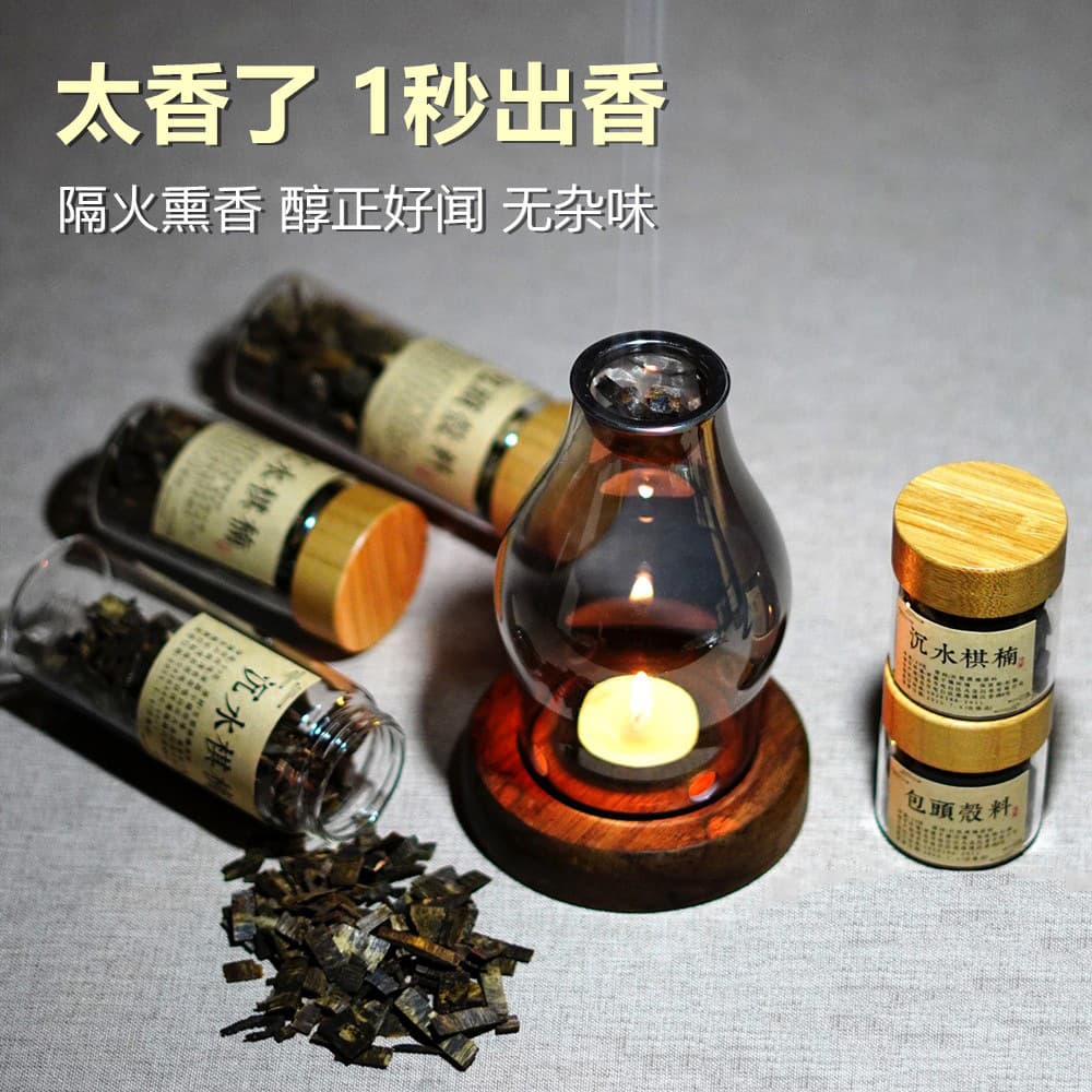 Chinese-style incense burner for agarwood and sandalwood, natural fragrance, scented candle glass burner, creative gift incense burner