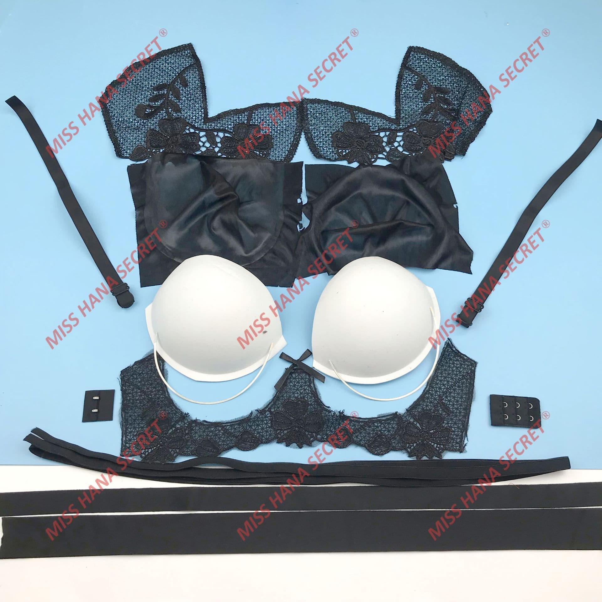 Middle East Egypt Underwear Bra Materials Full Container Export Cotton Cup Straps Lace Underwire Floral Edge Fabric Sewing Thread