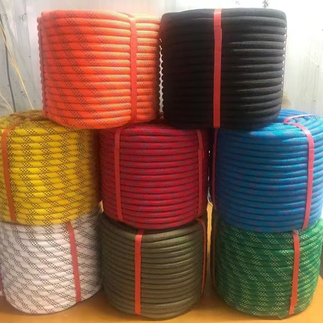 Climbing rope, rock climbing rope, outdoor climbing rope with double hooks, escape rope, cushioned rappelling rope, polyester static rope, dynamic rope