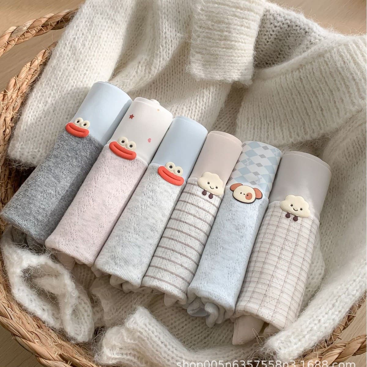 A188 New Style Girls' Playful Cartoon Solid Color Women's Comfortable Cotton Panties