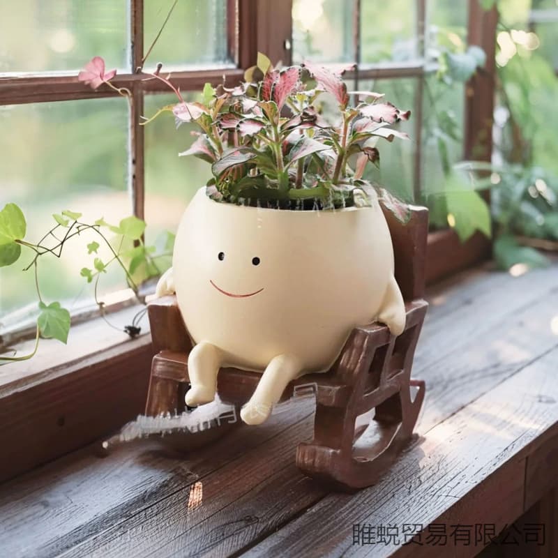 Rocking Chair Smiley Creative Flower Pot Cute Succulent Balcony Indoor Courtyard High Appearance Durable Garden Pot Decoration