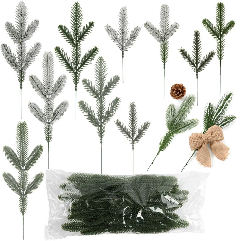 Christmas plastic pine needles, artificial green plants, three-pronged pine branches, artificial flowers, Christmas tree wreaths, decorative ornaments wholesale
