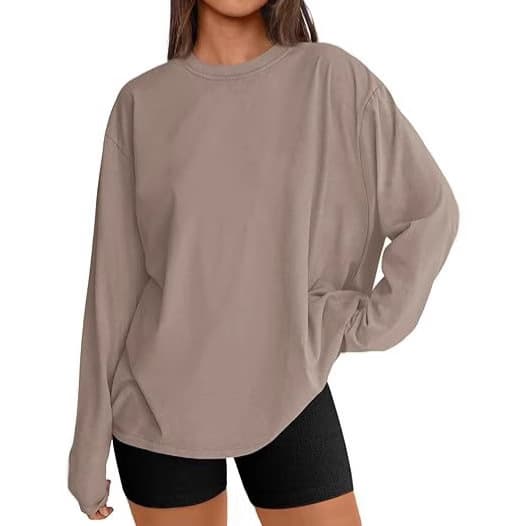 Cross-border European and American women's long-sleeve top, loose-fitting plus-size round-neck milk silk T-shirt for drop shipping