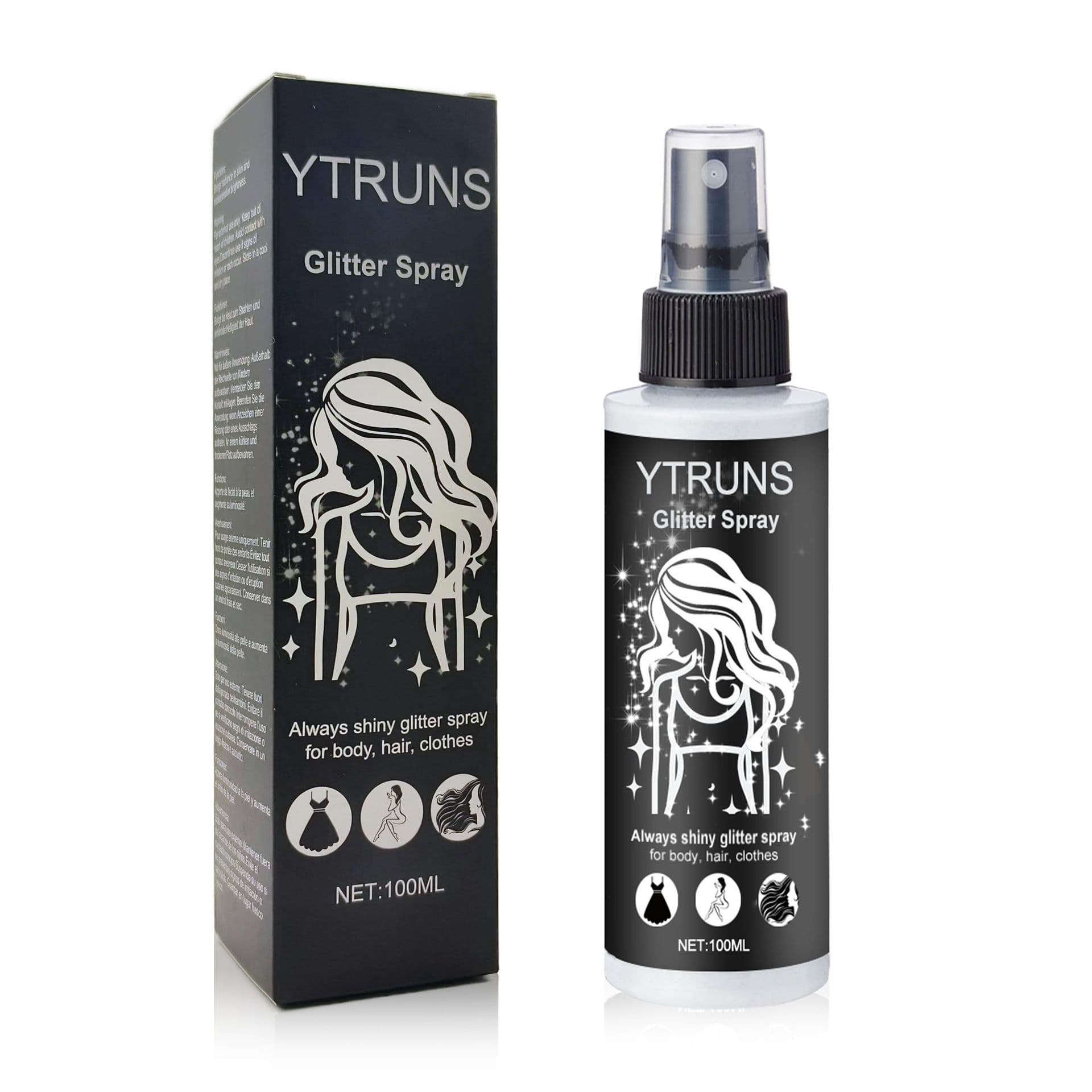 Brightening Glitter Spray 100ML for Halloween Party Nightclub Clothing Glitter Spray