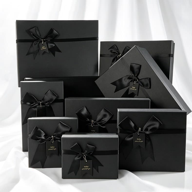Classic Black Bow Gift Box Valentine's Day Birthday Large and Small Gift Box Cross-border Romantic Holiday Gift Box Empty Box