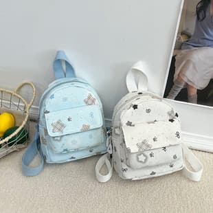 School Backpack for Girls Middle High School Students Star Print Korean Style Niche Ins Double Shoulder Bag Forest College Mini Backpack