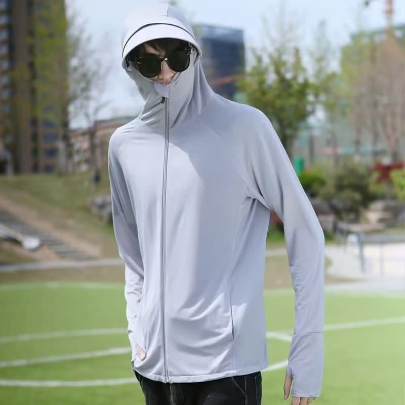 Ice Silk Plus Size Sun Protection Jacket for Men 200 lbs Lightweight Breathable Summer Oversized Sunscreen Coat for Heavy Men