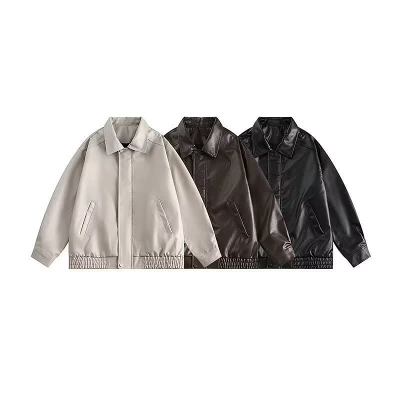 American Retro Motorcycle Style PU Leather Jacket for Men and Women, Loose Fit, Slimming, Streetwear PU Casual Jacket, Trendy