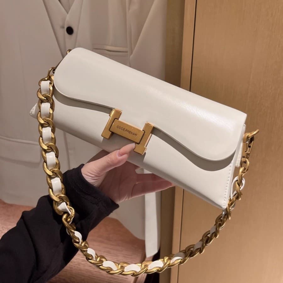 Cross-border Women's Bag TikTok Wholesale Genuine Leather Bag Simple Mini Small Bag Chain Underarm Bag Versatile Single Shoulder Crossbody Bag