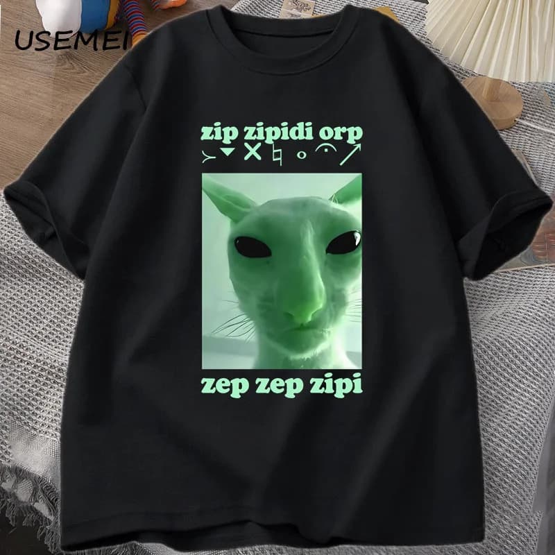 Funny Alien Cat Dank Meme T Shirt for Men