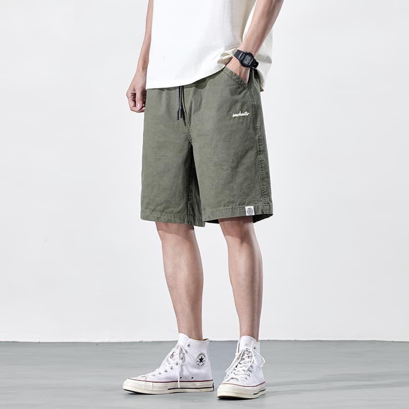 Men's Summer New Work Shorts, Cotton American Loose Fit Casual Trendy Versatile Mid-Length Shorts