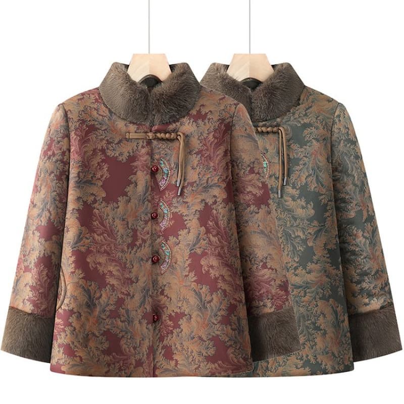 Add fertilizer and enlarge the body 200 pounds grandma's winter cotton-padded clothes for middle-aged and elderly women's cotton-padded jackets and velvet jackets