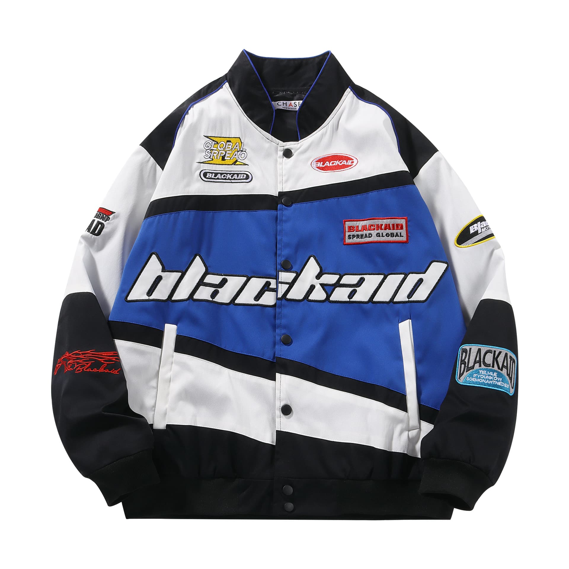 American Style Full Embroidery Retro Racing Jacket Unisex Vintage Motorcycle Bomber Jacket for Men and Women