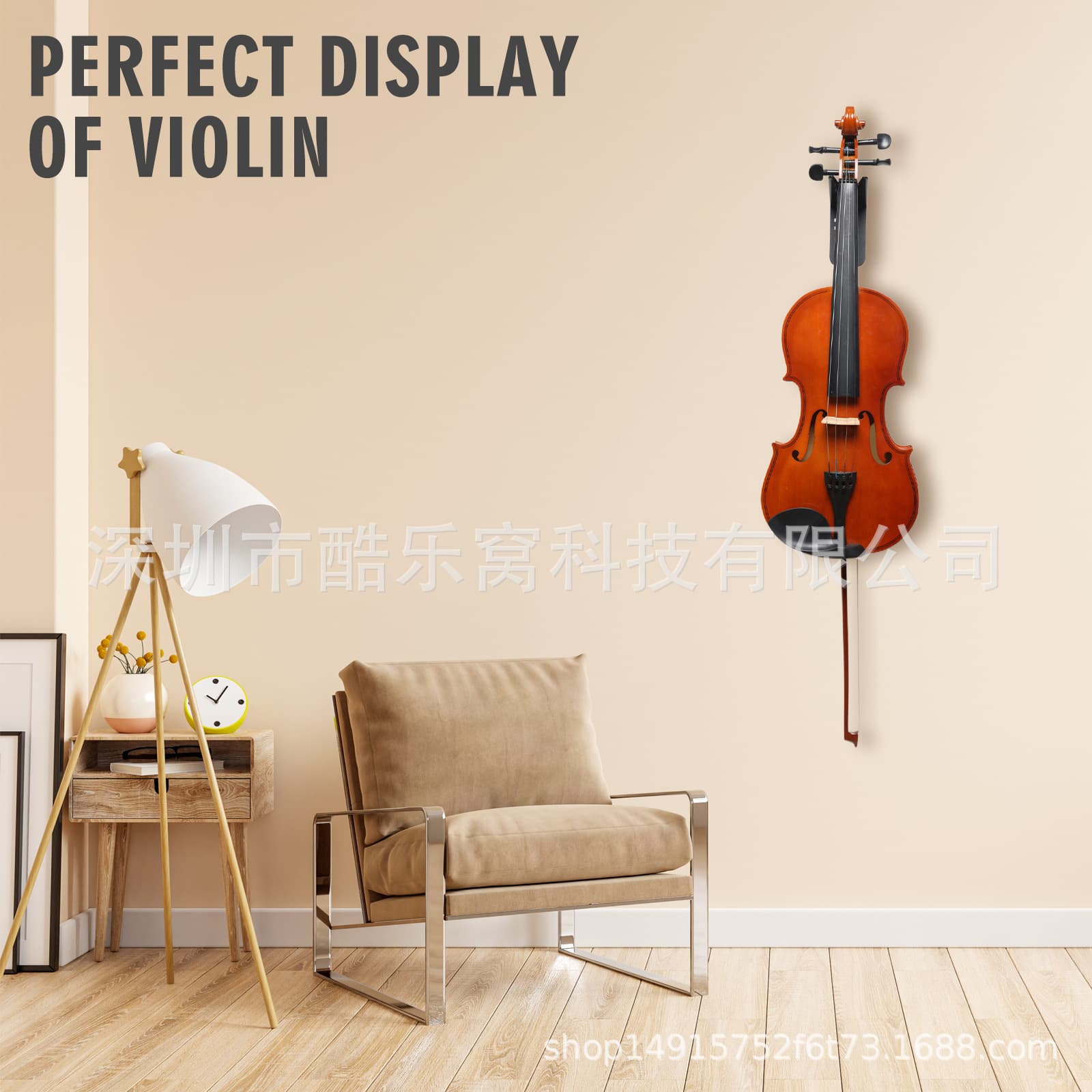 Violin Hook Wall Mount with Bow Holder Erhu Wall Rack Display Stand Violin Hanger
