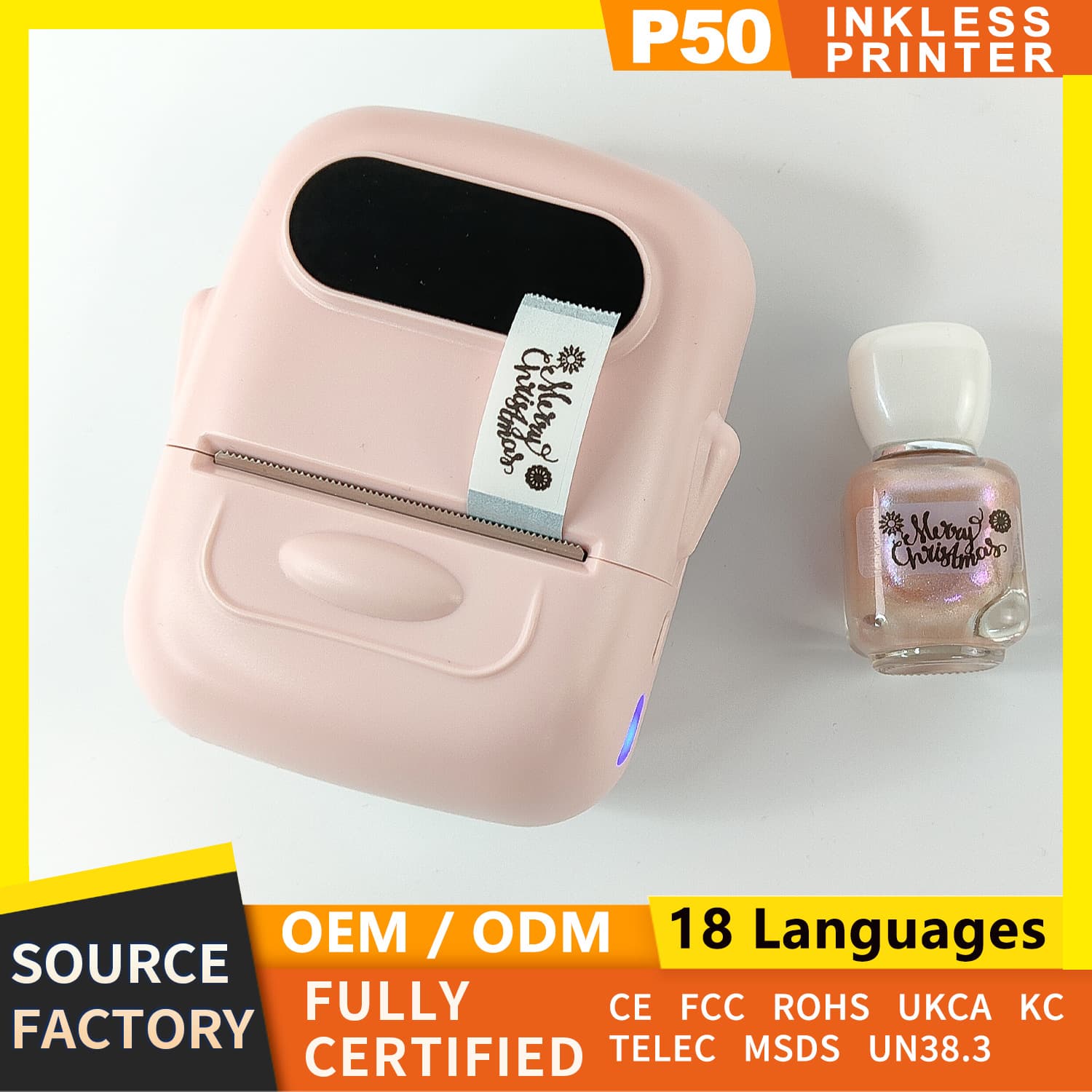 Multilingual APP Jewelry Label P50 Bluetooth Inkless Printer Cross-border Portable Thermal Printer Factory Direct