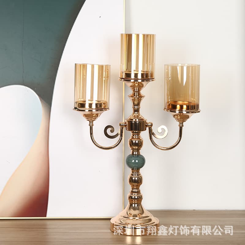 European Vintage Candlelight Dinner Prop Lamp, Nordic Romantic Candle Holder Decoration, Light Luxury American Style Candle Stand for Dining Table