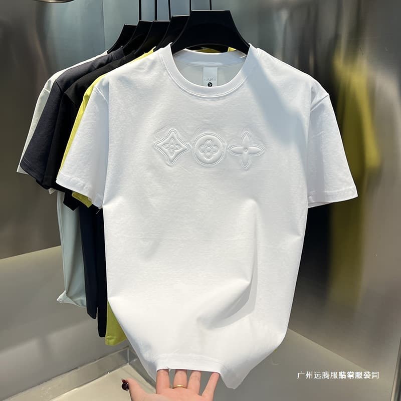 2025 Spring/Summer New Men's Fashion Round Neck High-Quality Embroidery Korean Style Short Sleeve Casual T-Shirt