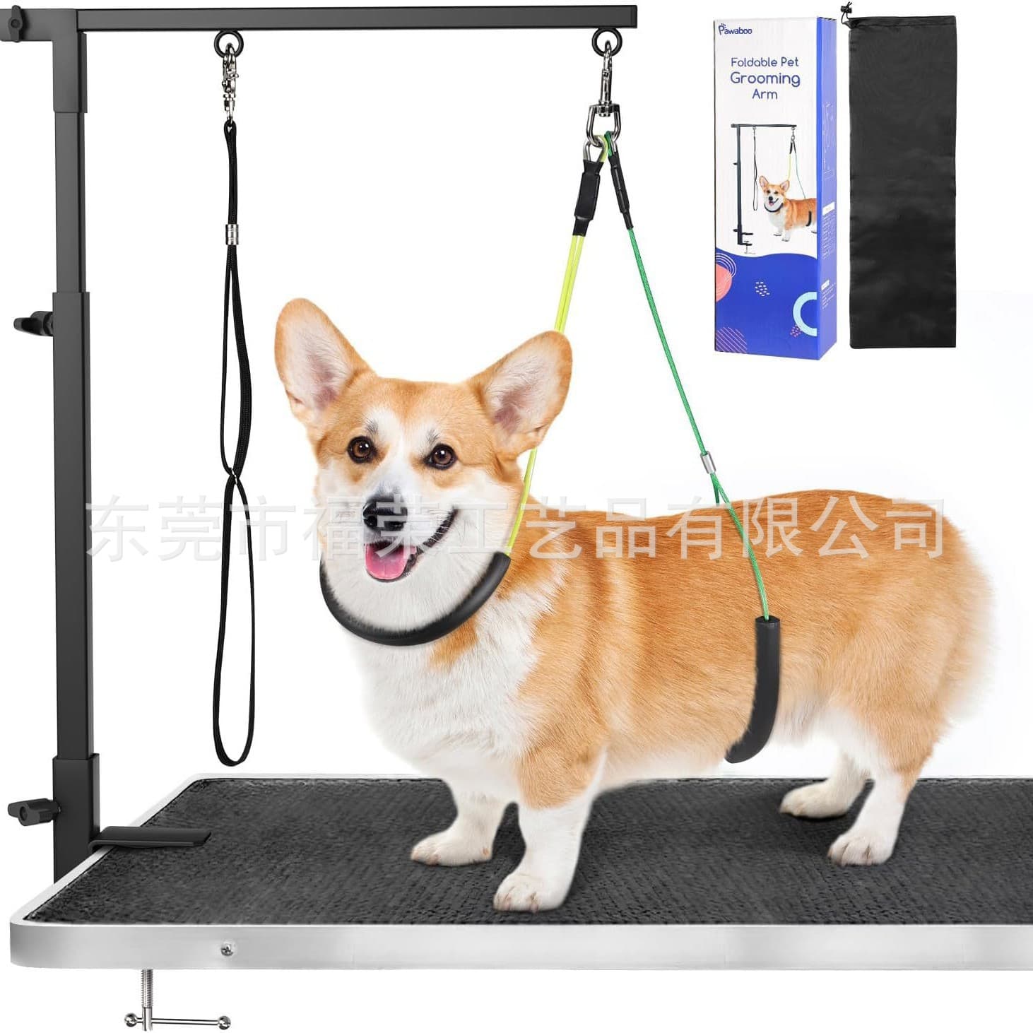 Pet Grooming Arm Dog Grooming Stand Adjustable Height Telescopic Foldable Black Iron Frame