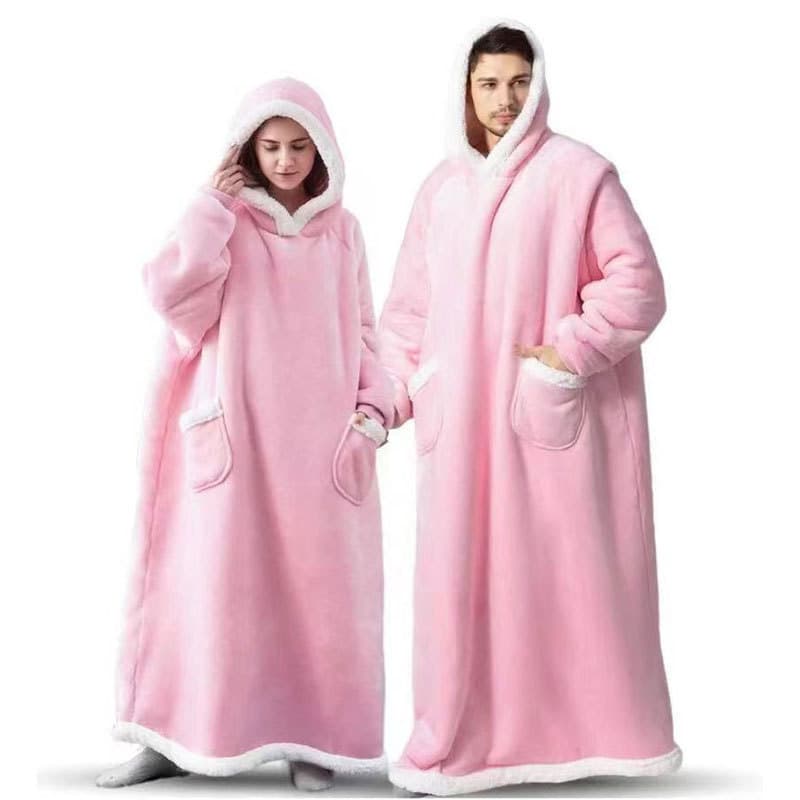 New Lazy Sleepwear Pullover TV Blanket Hooded Thickened Warm Bathrobe, Loose Fit, Wearable Outside