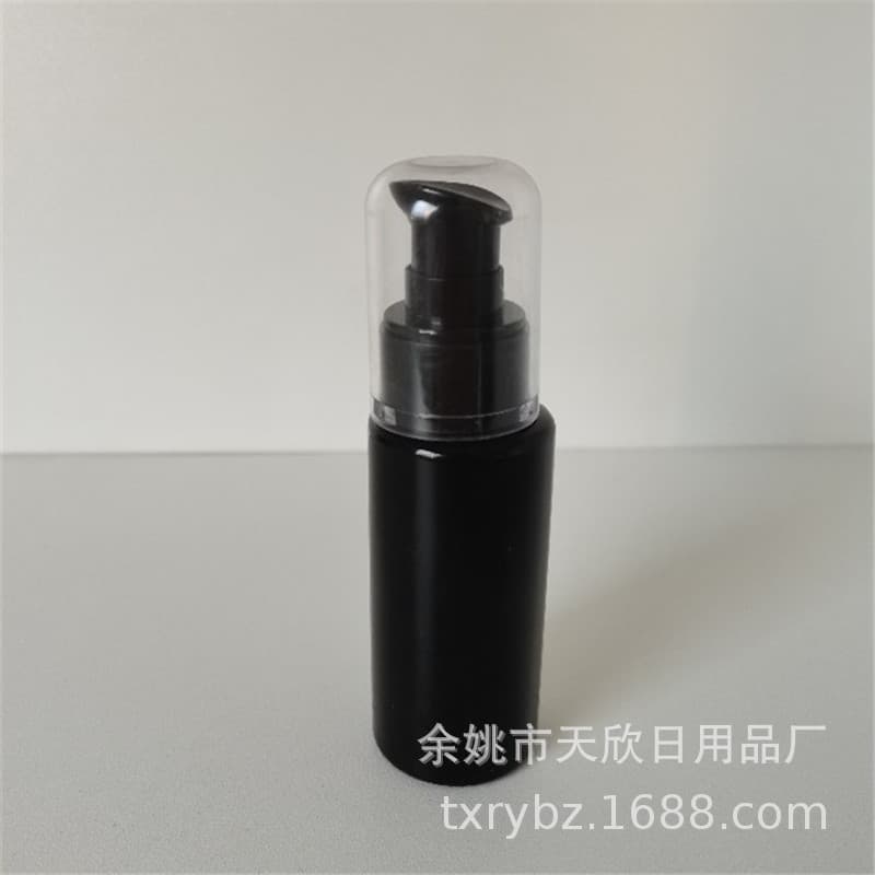60ml Flat Shoulder 24mm Diameter Plastic Black/Brown/Transparent PET Bottle, AS Round Cover Powder Pump, Diluted Lotion Bottle