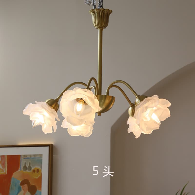 French elegant flower chandelier medieval retro American living room dining room bedroom B&B all copper chandelier
