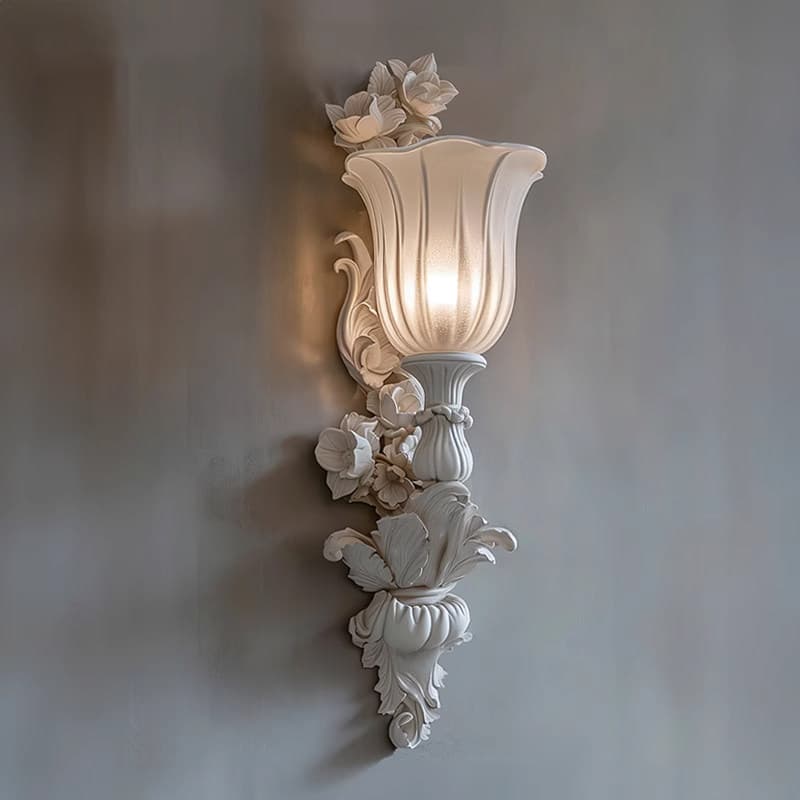 French Wall Light for Living Room, Hallway, Corridor Background Carved Art Lighting Original Premium Cream-Style Flower Wall Lamp