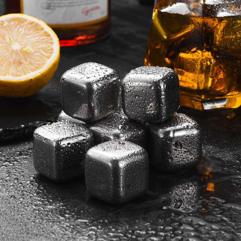 Food-Grade 304 Steel Whisky Stones, Home Use Quick-Freeze Stainless Steel Ice Cubes for Beer and Whisky, Bar Metal Ice Pellets