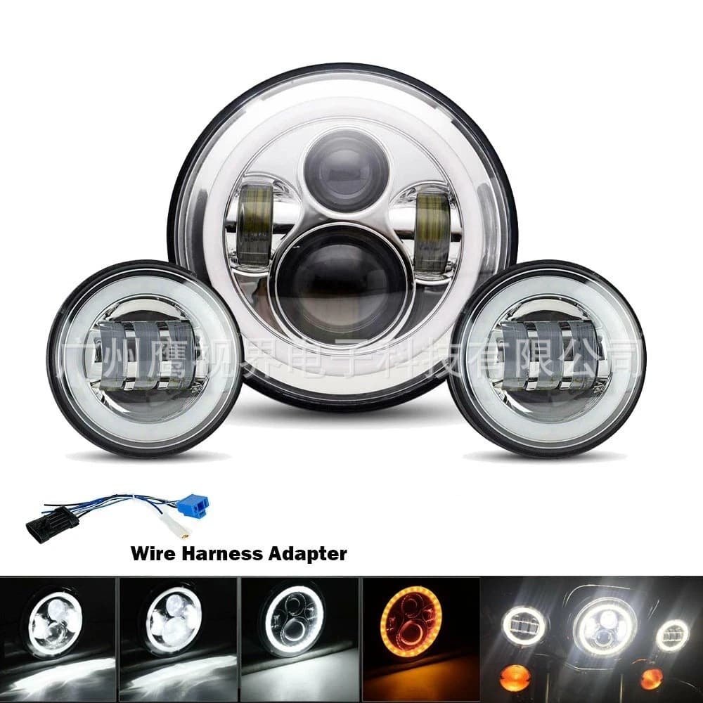 7 inch LED Headlight + 4.5 inch Passing Fog Light for Yamaha, Harley Davidson