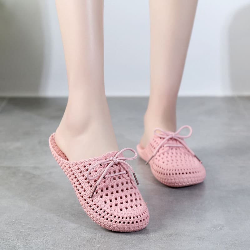 Summer Student Fashion Korean Style Lace-up Sandals Clogs Breathable Women's Open-toe Casual Slippers