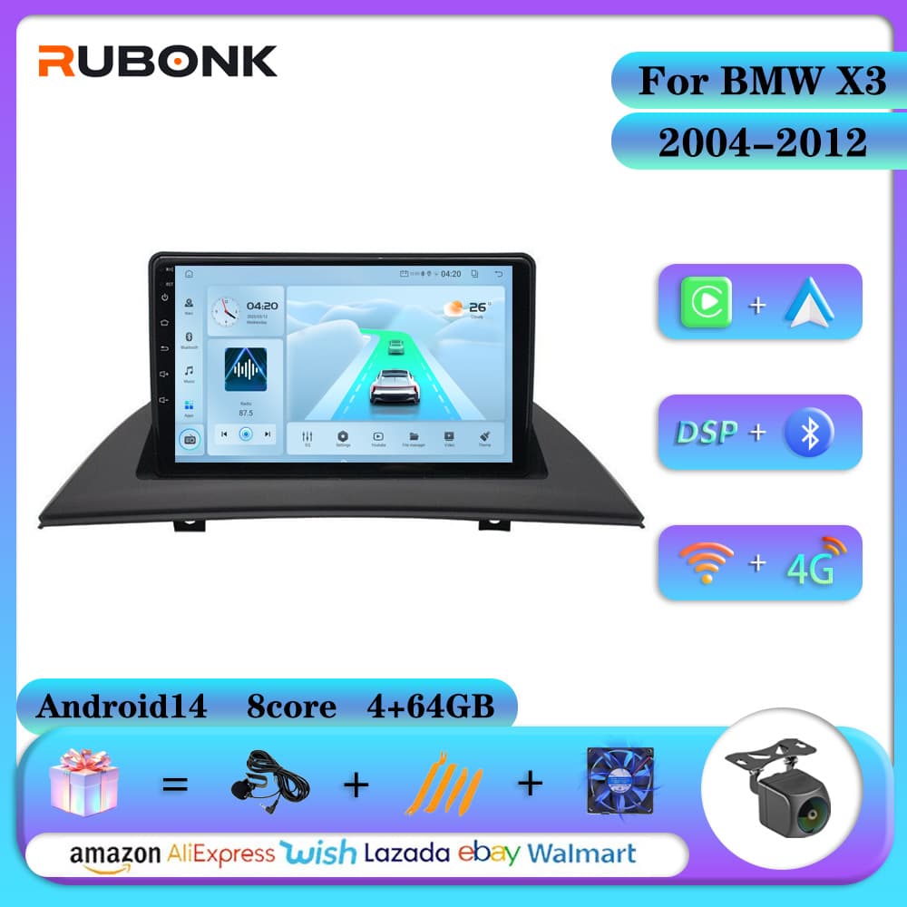 Android Large Screen Navigation Player with Bluetooth Wireless CarPlay for 2004-2012 BMW X3 E83