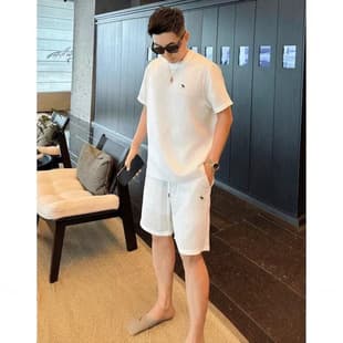 Summer Old Money Style Solid Color Short Sleeve and Shorts Two-Piece Set for Men, Korean Fashion Versatile Athletic Casual Suit