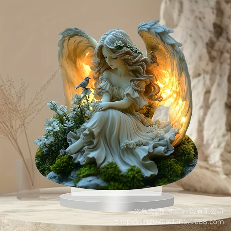 Cross-border hot style angel fairy with wings acrylic 2D ornaments home living room bedroom cafe table decoration