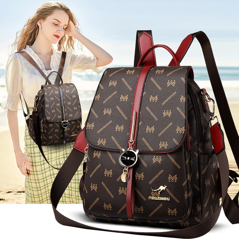 Factory direct sales of soft leather women's backpacks, 2023 summer new style, large capacity, fashionable and trendy travel backpacks.