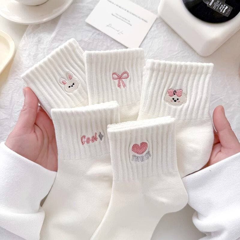 Women's Autumn New Anti-Odor Mid-Calf White Socks, Breathable Mesh Thin Casual Short Socks, Summer Women's Socks
