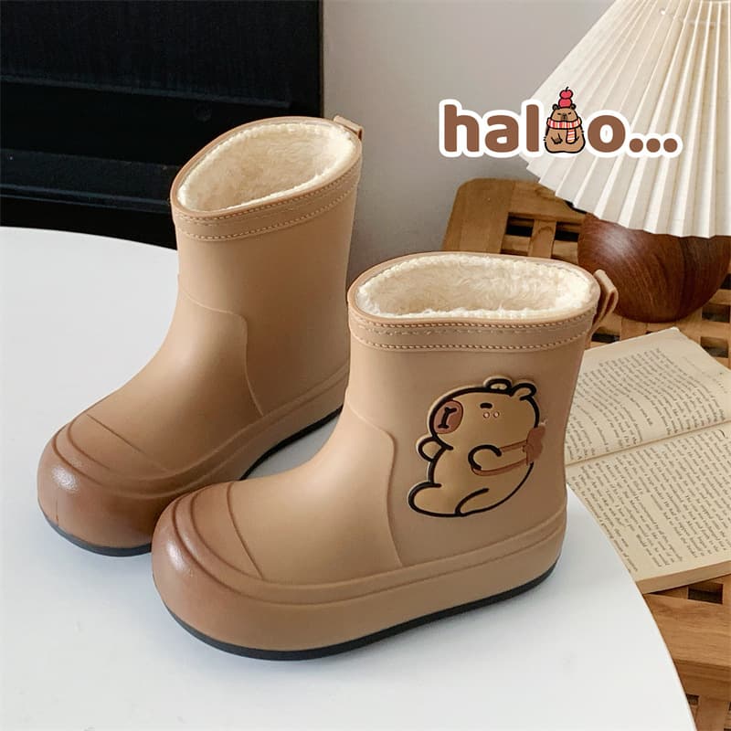 Cotton-lined Capybara Cute Children's Rain Boots Boys Girls Outdoor Wear Waterproof Warm Parent-Child