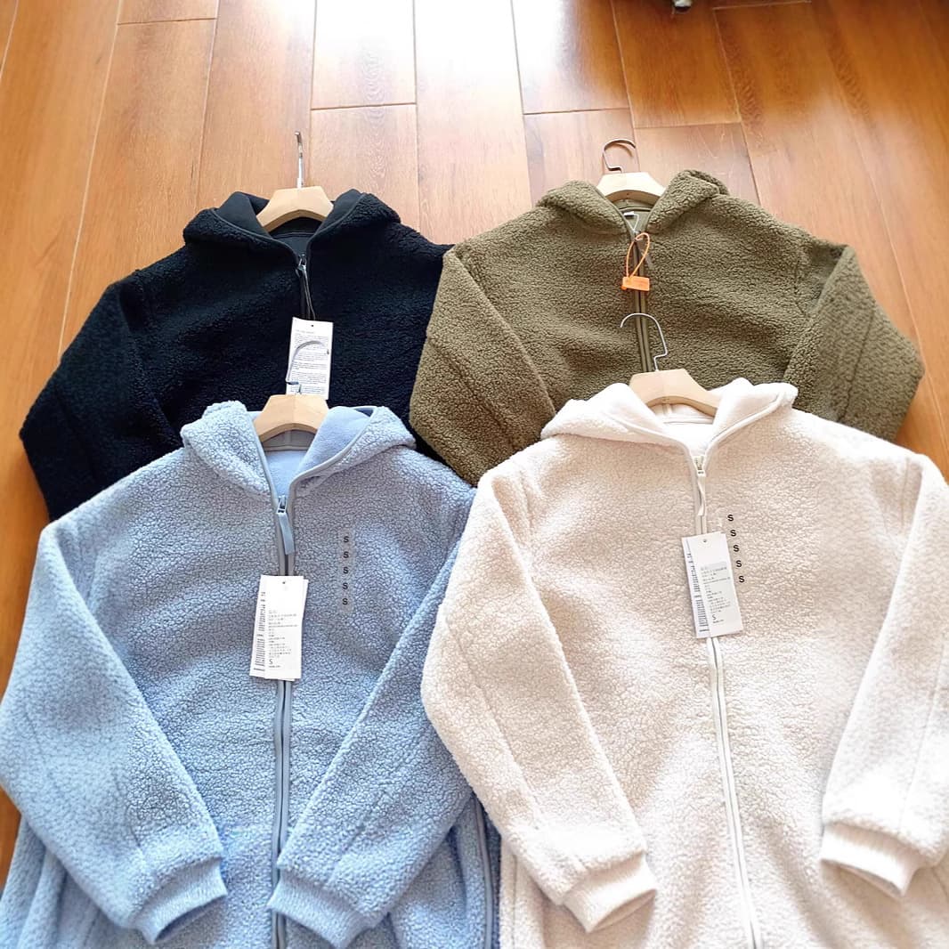 2026 New Loose Shearling Coat for Women Casual Korean Style Warm Hooded Zip-Up Long Sleeve Jacket