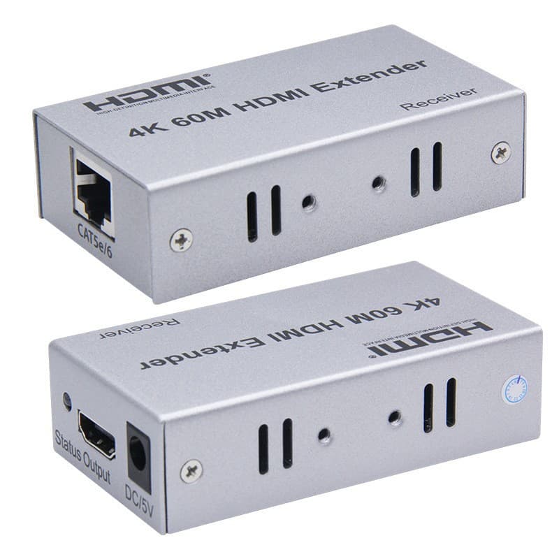 HDMI 60m Extender HDMI to RJ45 Single Network Cable Extender 60M HD Video Signal Amplifier 4K